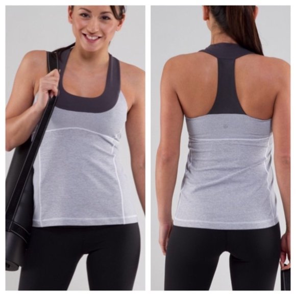 lululemon athletica Tops - Lululemon Scoop Neck Tank Heathered grey Strip